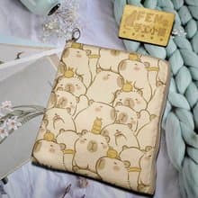 動物系列-設計師可愛水豚君頂橘子L型拉鍊袋加鋪棉-電子書保護套