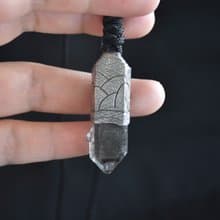 原創手工 純銀鑲水晶原石礦石吊墜 共生小晶柱