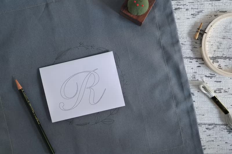 歐式寬邊刺繡小抱枕套 材料包 自選字母 寫你的名字!