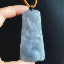 藍灰色調龍牌 天然緬甸玉翡翠 吊墜 招財守護 平安富貴 項鍊