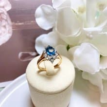 【西洋古董飾品】14Kthge 層次精緻湛藍切割面 k金戒指