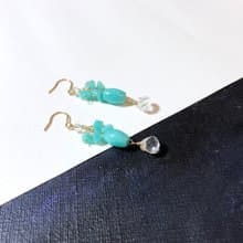 春 天河石白水晶耳環14KGF 禮物 清新可愛
