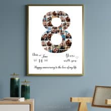 0-9 Number Photo collage Editable Canva Template, Anniversary Gift, Birthday