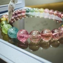 精品美人魚冰透色彩碧璽6.5mm12.32g財富事業強磁場旺夫石帶藍碧