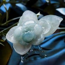 冰種飄花翡翠巧雕蓮花 |  裸石 | 天然緬甸玉A貨翡翠 | 送禮