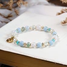 葡萄石 月光石 海水藍寶 綠磷灰石 天河石 手鍊 天然礦石水晶