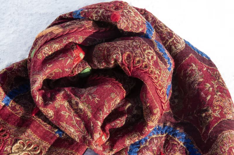 喀什米爾Cashmere/水煮羊毛披肩/針織圍巾/刺繡圍巾/羊絨披巾-花