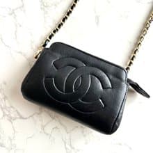 絕版古董包 Chanel黑色皮革中古包 斜背包 單肩包 側背包 二手包