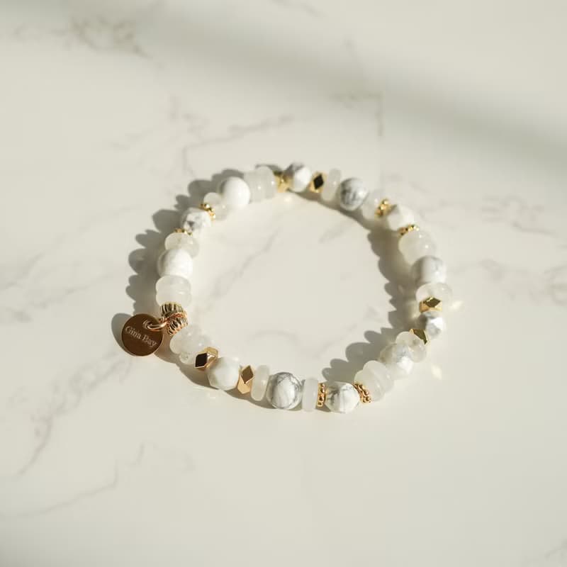 白松石白幽靈算盤珠14KGF手鏈