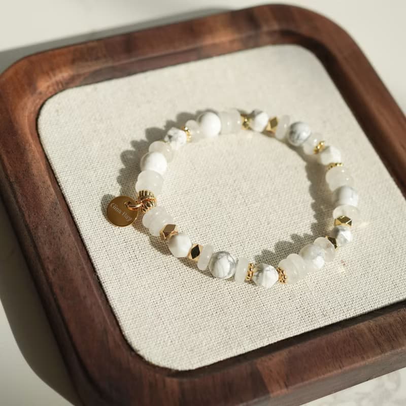 白松石白幽靈算盤珠14KGF手鏈