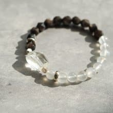 白水晶銀曜石藍月光石925純銀手鏈