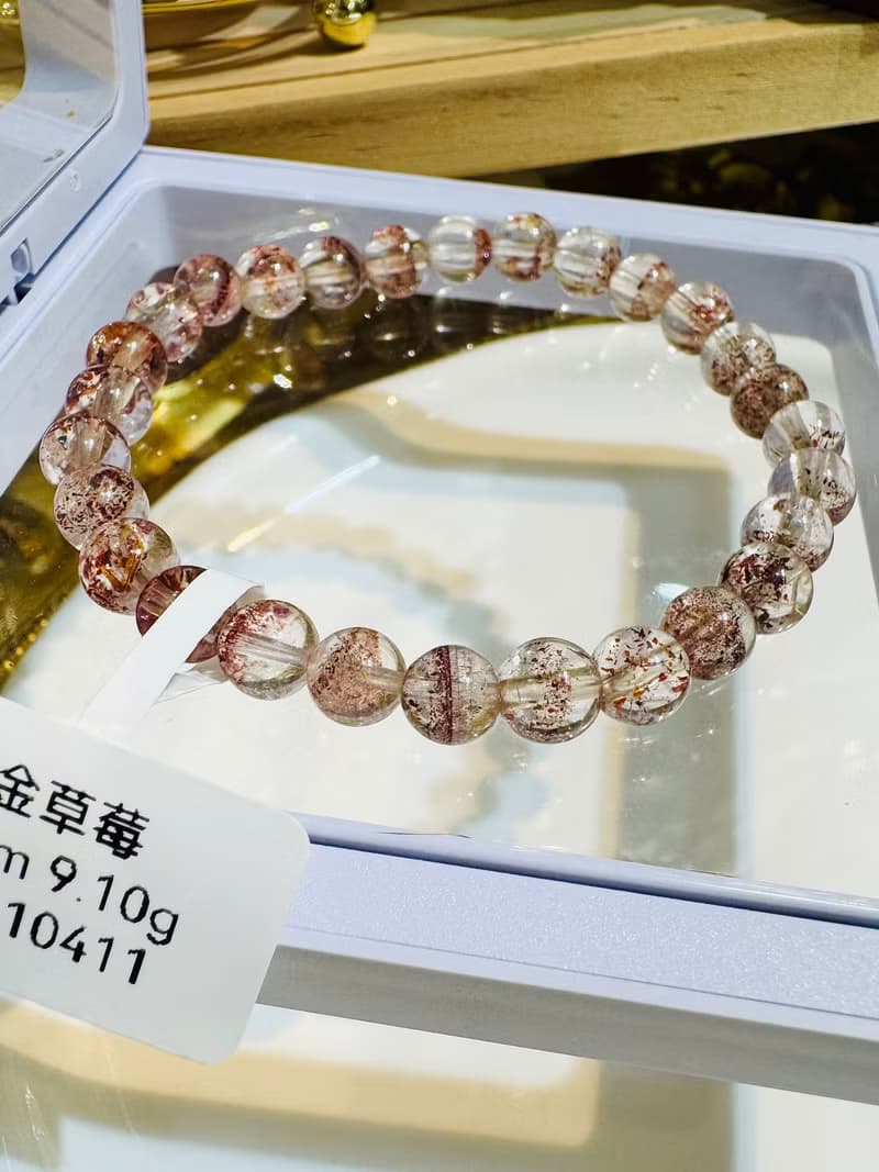 小精品彼岸花紅超七金草莓6mm9.10g水晶貴人運桃花三輪骨幹水晶