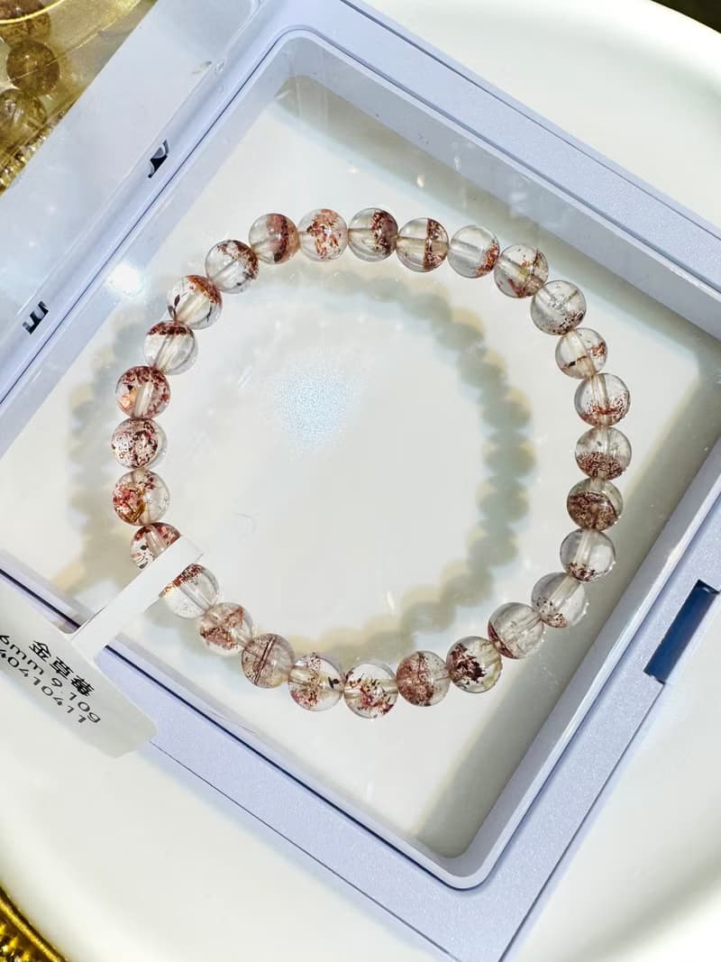 小精品彼岸花紅超七金草莓6mm9.10g水晶貴人運桃花三輪骨幹水晶