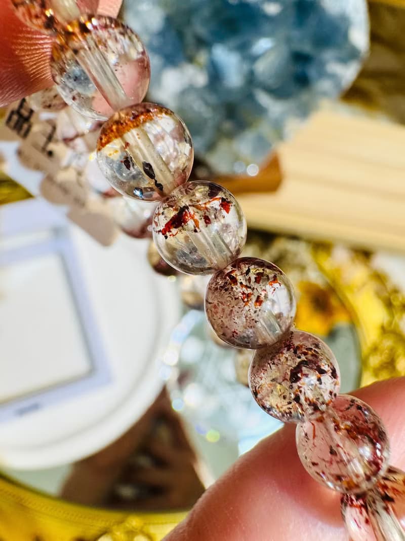小精品彼岸花紅超七金草莓6mm9.10g水晶貴人運桃花三輪骨幹水晶