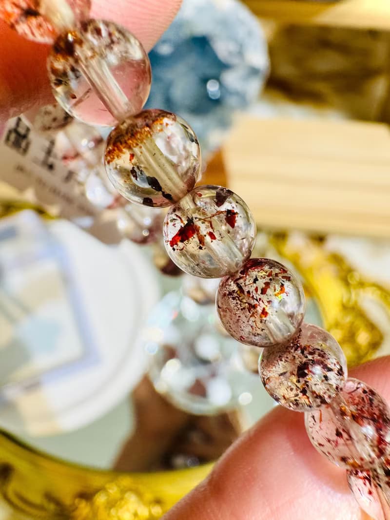 小精品彼岸花紅超七金草莓6mm9.10g水晶貴人運桃花三輪骨幹水晶