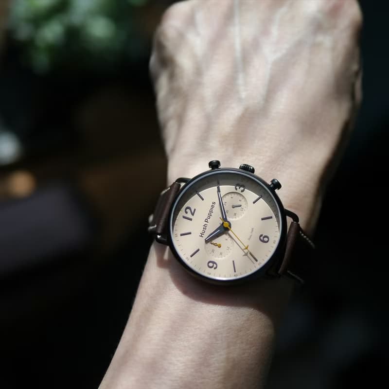 Hush Puppies 經典休閒雙時區手錶(HP7158)-象牙