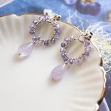 Hoop Earrings, 925 Silver, Amethyst drop, zircon, Aquarius stone, Christmas gift