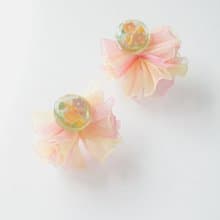 超.  立體紗裙耳環 黃粉漸層