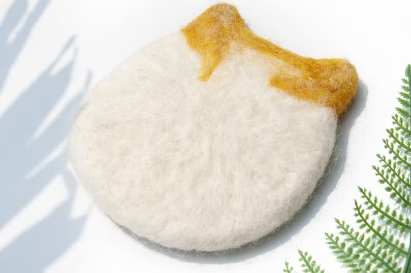 情人節禮物 聖誕交換禮物 森林系羊毛氈杯墊 動物杯墊-貓咪吸水墊