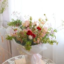 森林溫柔粉紅色系花束_鮮花