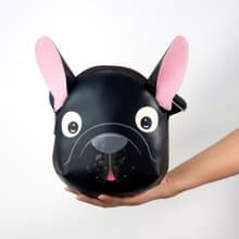 Black french bulldog crossbody bag is compact fro carrying mobile phones.