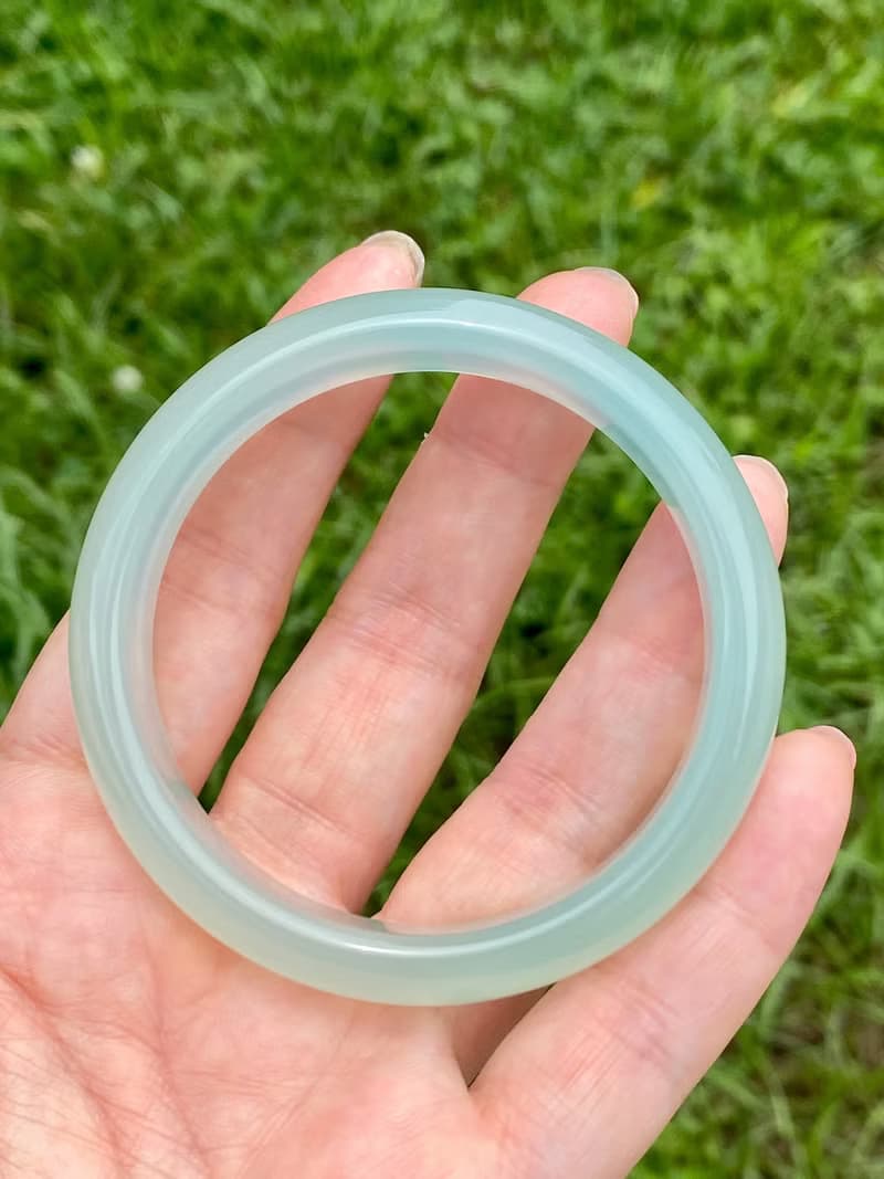 高冰天青色瑪瑙手鐲56.5