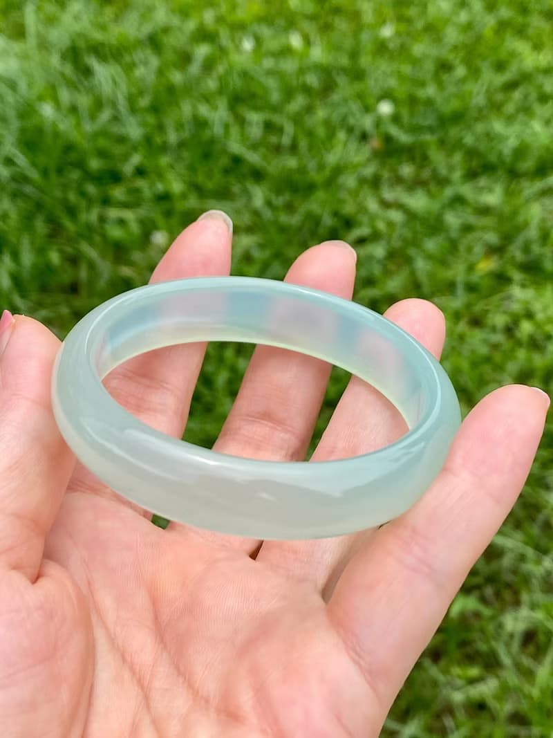 高冰天青色瑪瑙手鐲56.5