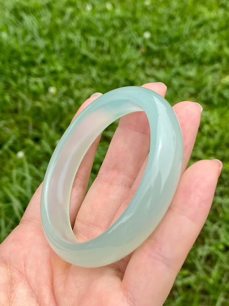 高冰天青色瑪瑙手鐲56.5