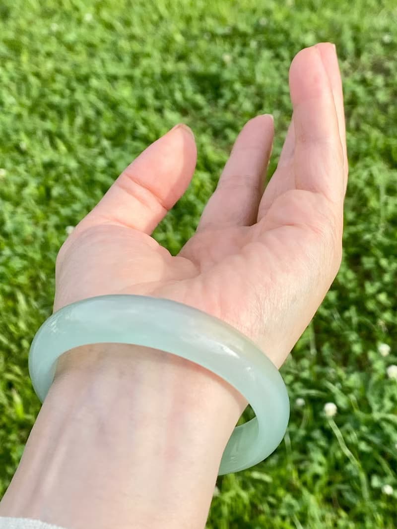 高冰天青色瑪瑙手鐲56.5