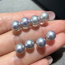 回饋粉絲款靜夜光真多麻灰天然珍珠真珠耳環7–7.5mm18K金耳針