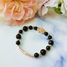 14K金包銅金款招財好運貔貅金曜石幸運手鍊 時尚 型男專用