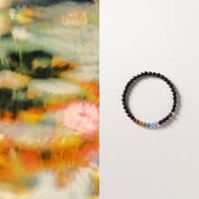 原創手工星霽天然黑曜石彩虹手串碧璽海藍寶多寶手鏈好運生日禮物