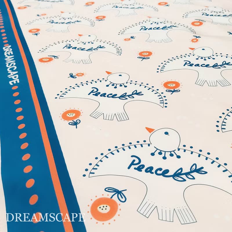 Peace Dove Bible inspired 100% silk scarf  平安鴿子聖經  真絲色丁90cm絲巾
