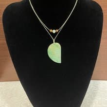 冰黃綠葉子翡翠吊墜項鍊 緬甸玉 無優化 天然A貨翡翠 飄金絲綠