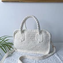 手工鉤織 Mia 手袋手提袋單肩手袋白色針織鈎織編織手