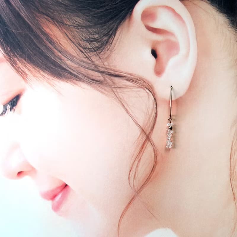 VIIART。純水。赫基蒙雙尖水晶14KGF耳勾耳針|天然石伴娘