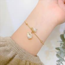 │輕奢│珍珠花瓣露露 • 手鍊 • 14K注金 • 14kgf