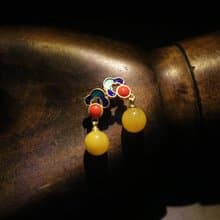 天然黃玉新中式耳釘禮盒裝氣質耳墜