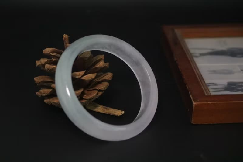 冰糯種飄花紫羅蘭玉手鐲天然玉石手鐲