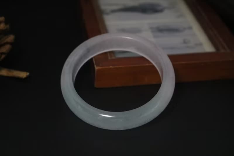 冰糯種飄花紫羅蘭玉手鐲天然玉石手鐲