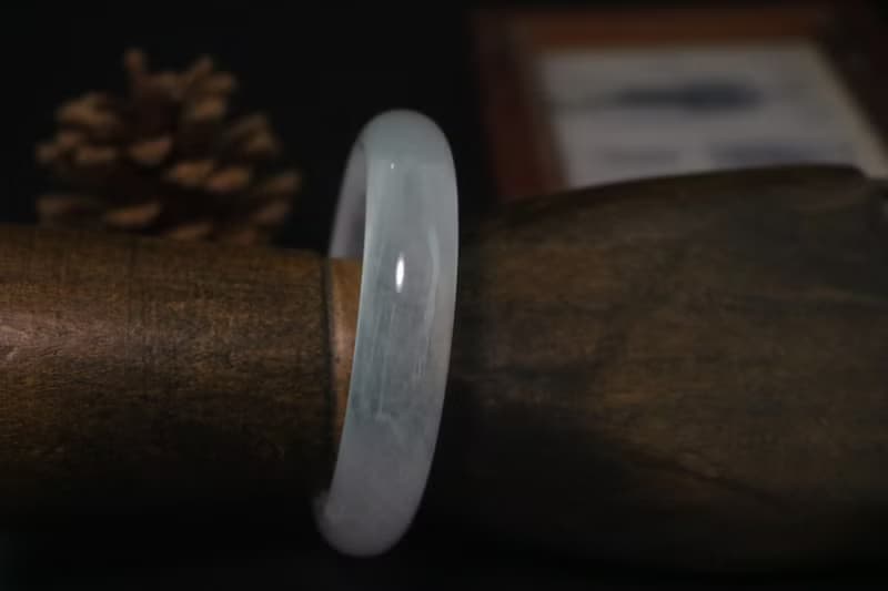 冰糯種飄花紫羅蘭玉手鐲天然玉石手鐲
