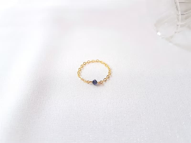 小水晶 鍊戒 (海洋藍)