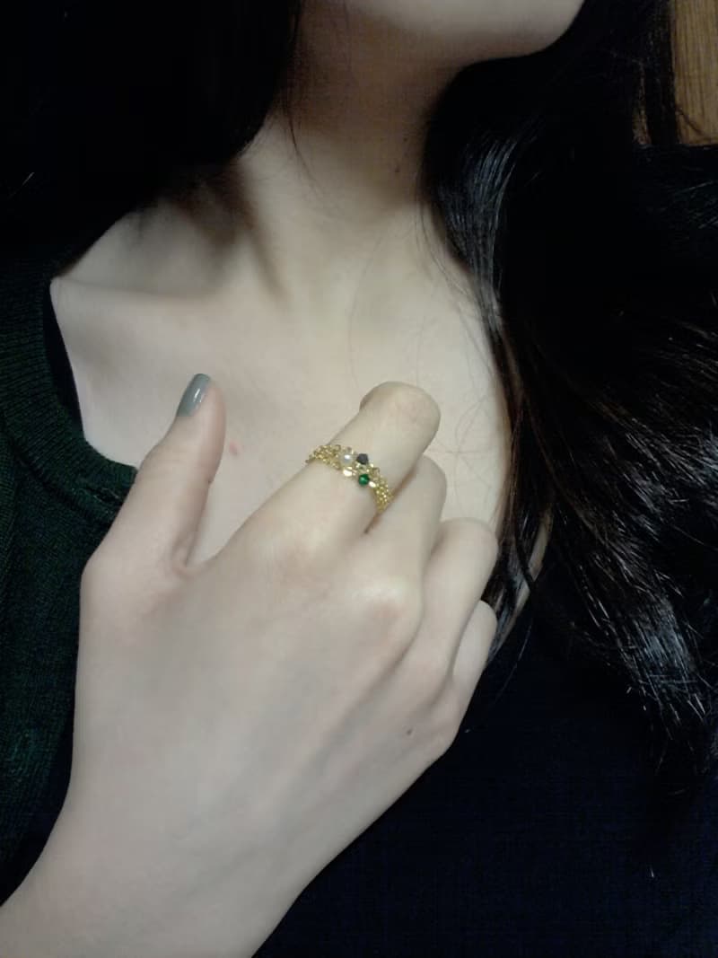 小水晶 鍊戒 (海洋藍)