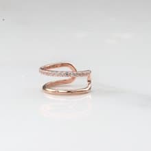 14K金 C Type CZ Cuff 雙C型鑽耳夾耳環(單個)耳骨夾 不褪色