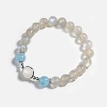 拉長石海藍寶月光石925銀水晶手鍊
