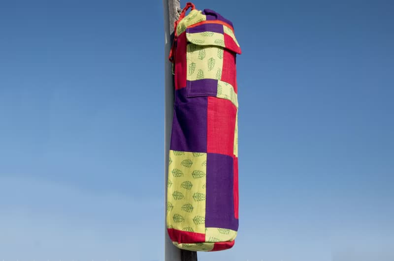 手工拼布瑜珈墊背包/yoga bag/瑜伽包/編織包/織布包-植物森林系