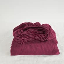 Raspberry linen fitted sheet / Softened linen bed sheet / Deep pocket