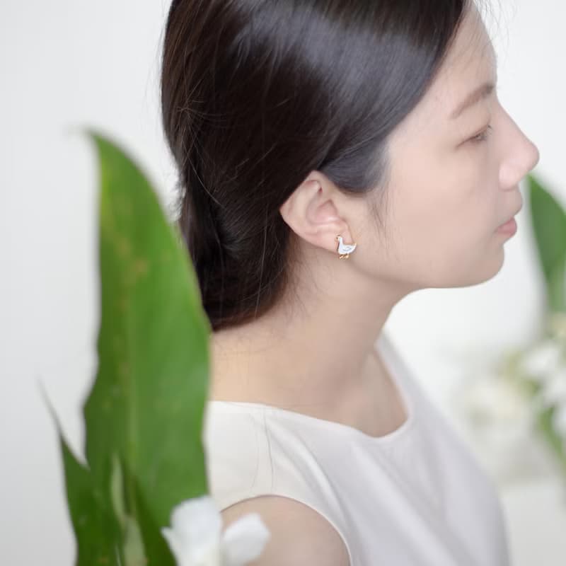 柯爾鴨 嘎嘎鴨子 農場好朋友 夾式耳環 生日禮物 紙盒包裝