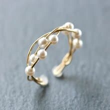 2Way Ring & Ear cuff Handmade 14kgf Swarovski Pearl Simple Twist Ring 【gift box】