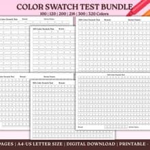 Color Swatch Test Chart Bundle | Fillable Printable PDF for Artists, Markers